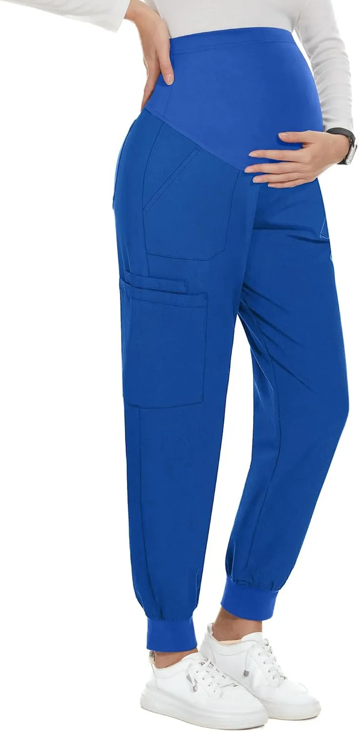 PACBREEZE Women's Maternity Scrubs with 6 Pockets, Workwear Maternity Jogger Scrubs Pregnancy Pants, S-XXL