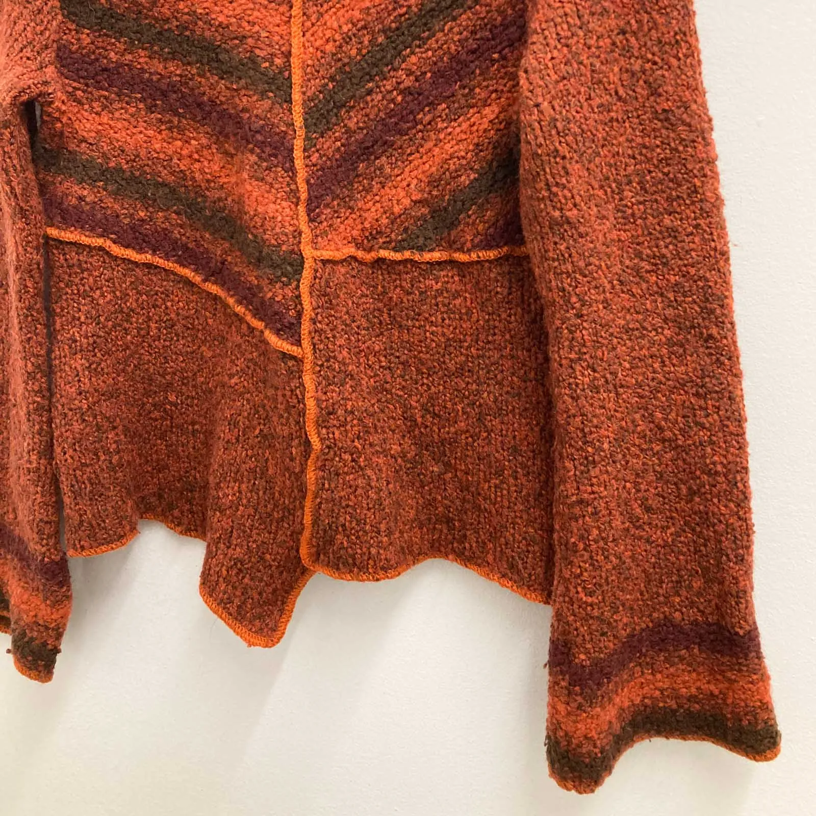 Per Una Jumper M Burnt Orange Wool Blend Collared Pullover Knit M&S