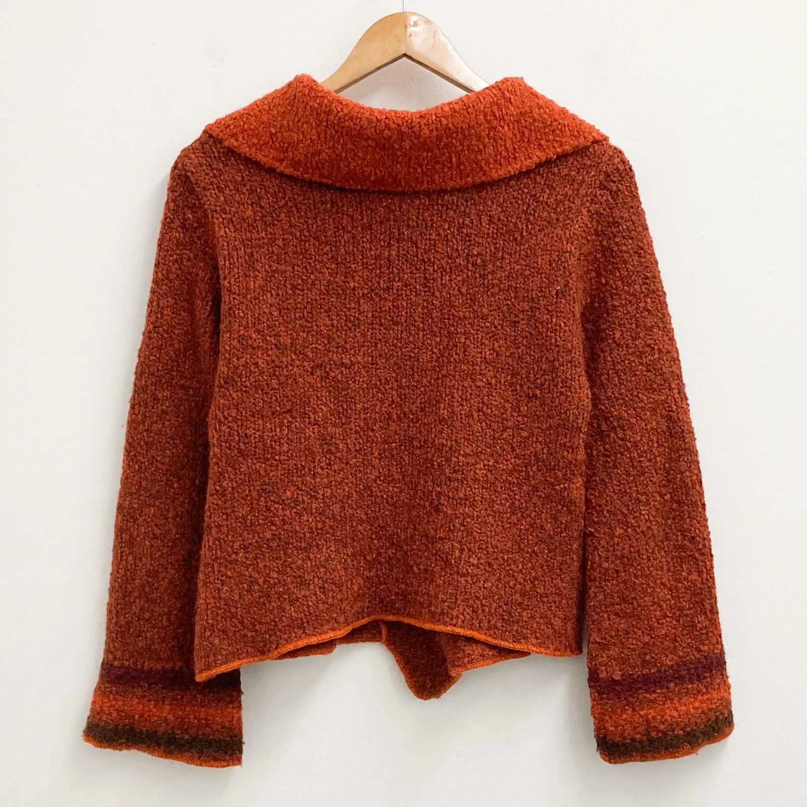 Per Una Jumper M Burnt Orange Wool Blend Collared Pullover Knit M&S