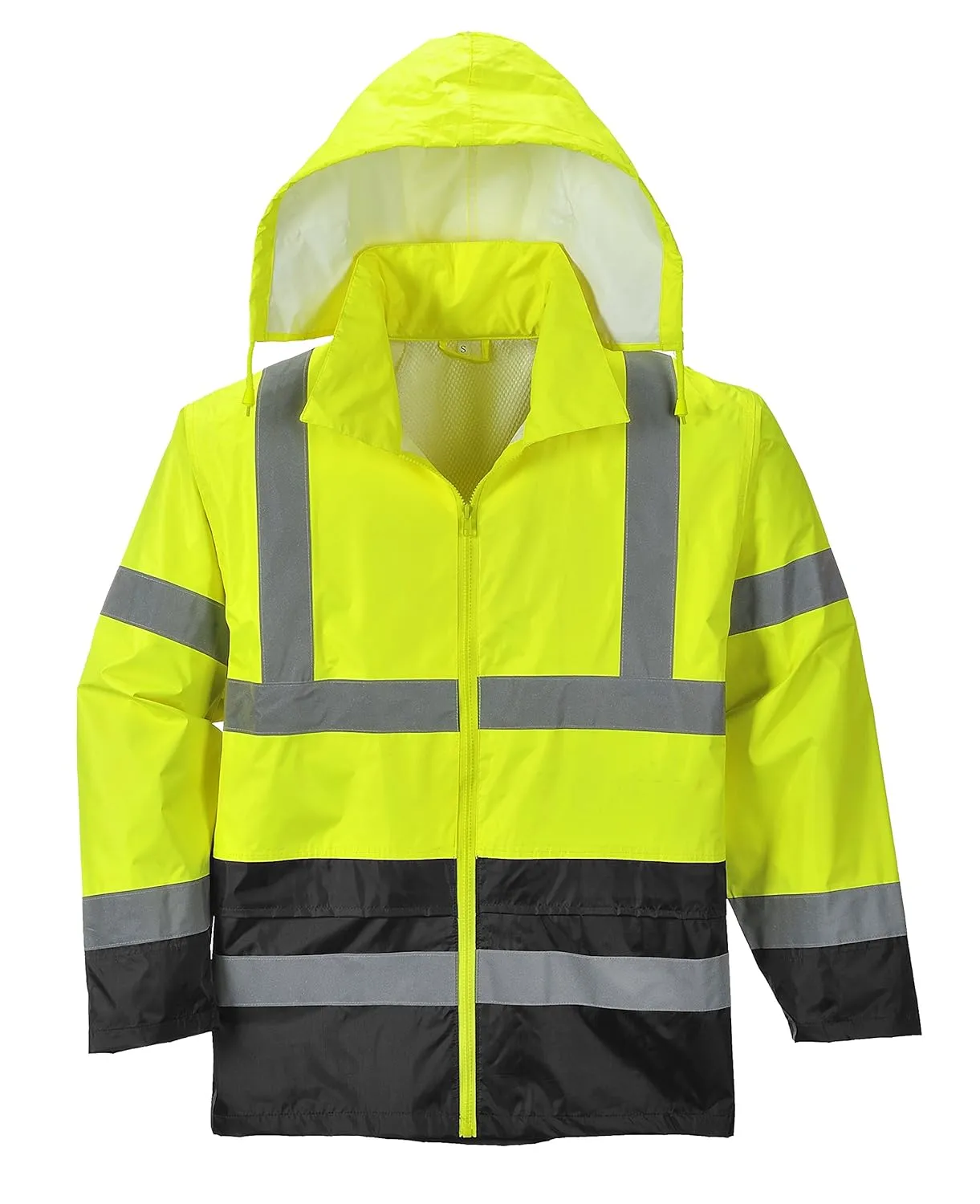 Portwest UH443 Classic Waterproof Rain Jacket in Reflective Contrast Hivis ANSI, XXL