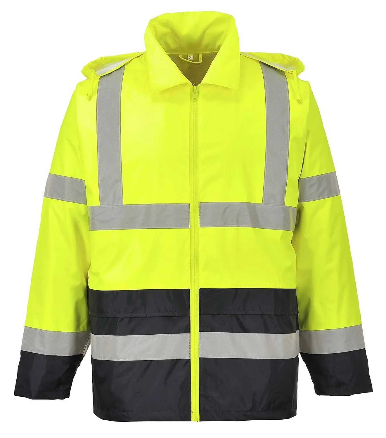 Portwest UH443 Classic Waterproof Rain Jacket in Reflective Contrast Hivis ANSI, XXL