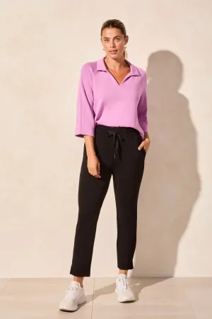 Pull On Capri w/Side Slits-Black