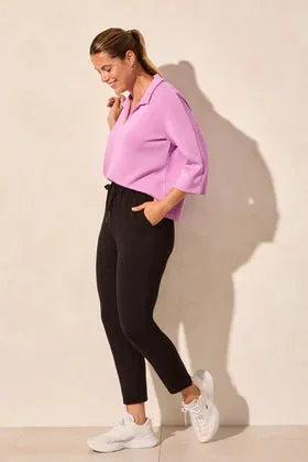 Pull On Capri w/Side Slits-Black
