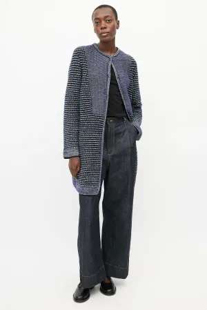 Purple & Green Knit Long Cardigan