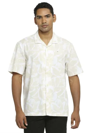 Relaxed Fit Cotton Poplin Printed Halfsleeves Shirt