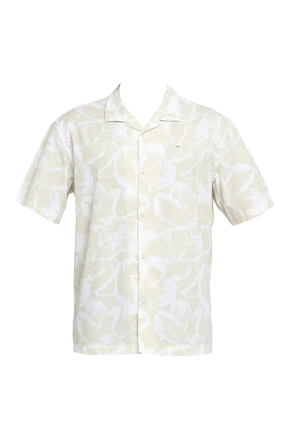 Relaxed Fit Cotton Poplin Printed Halfsleeves Shirt