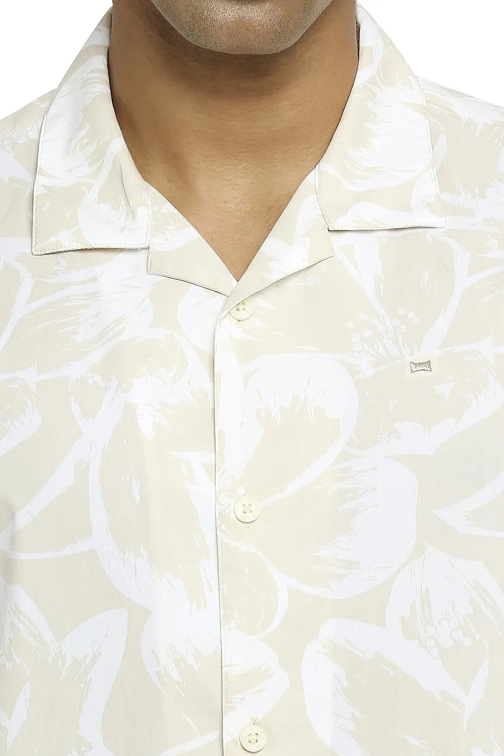 Relaxed Fit Cotton Poplin Printed Halfsleeves Shirt