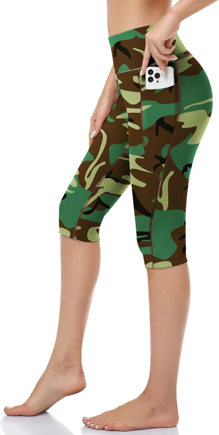 RIMLESS 7 Women's Leggings with Pockets High Waist Cotton Yoga Pants Workout Running Athletic Capris