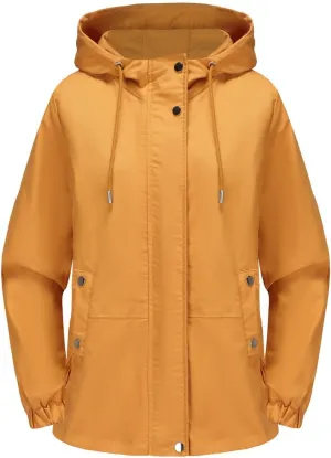 RONGTAI Womens Waterproof Rain Jacket,Lightweight Hooded Trench Coat with Full Zip, Long Sleeves, Packable Outdoor Raincoat