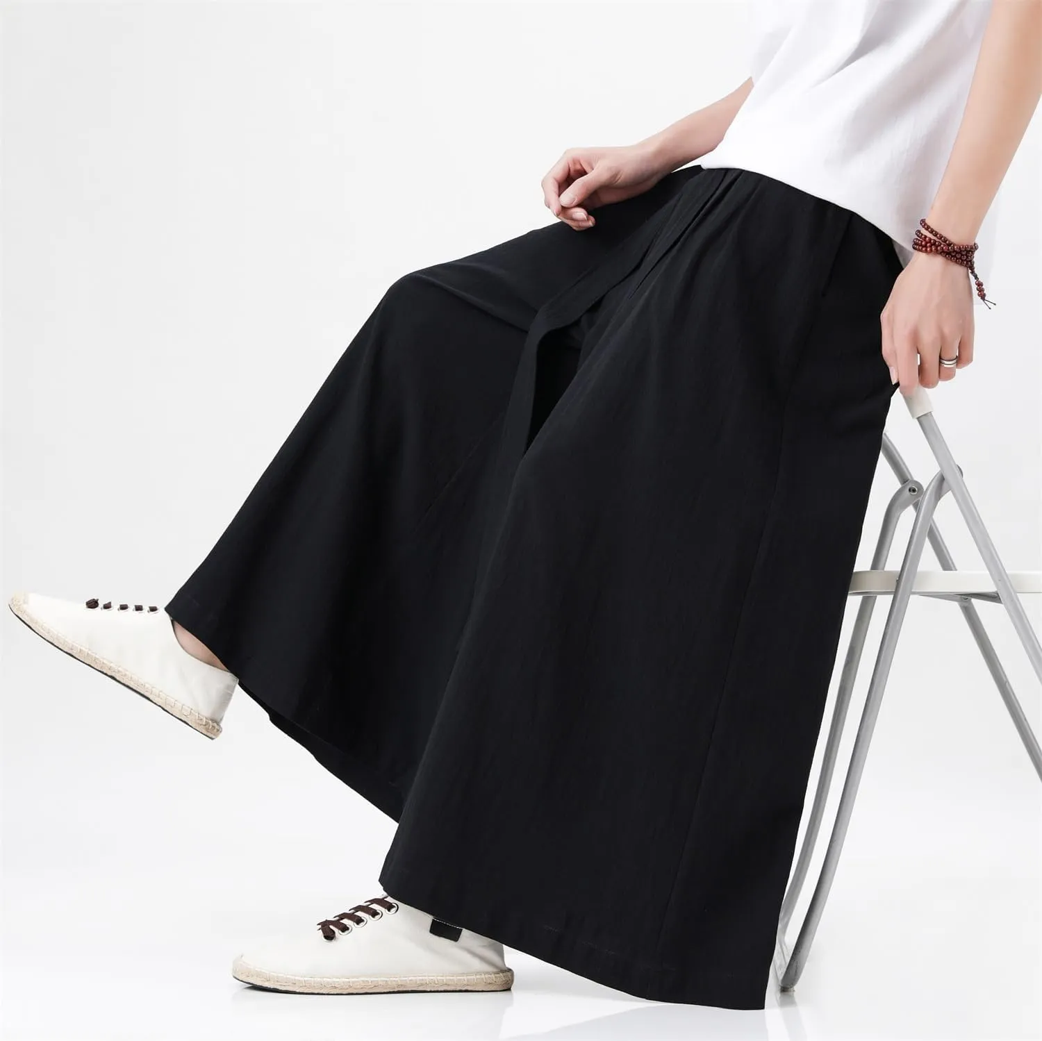 Seidarise Men's Wide Leg Casual Harem Linen Japanese Yoga Harem Pants Hip hop Joggers Baggy