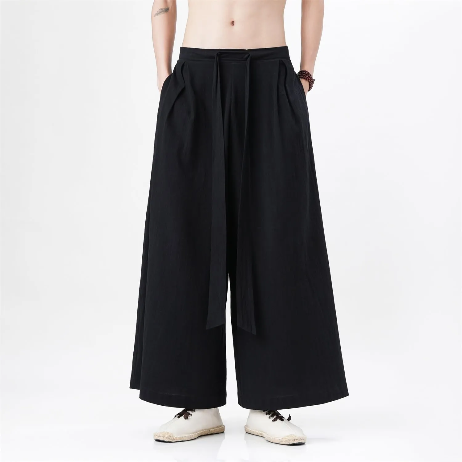 Seidarise Men's Wide Leg Casual Harem Linen Japanese Yoga Harem Pants Hip hop Joggers Baggy