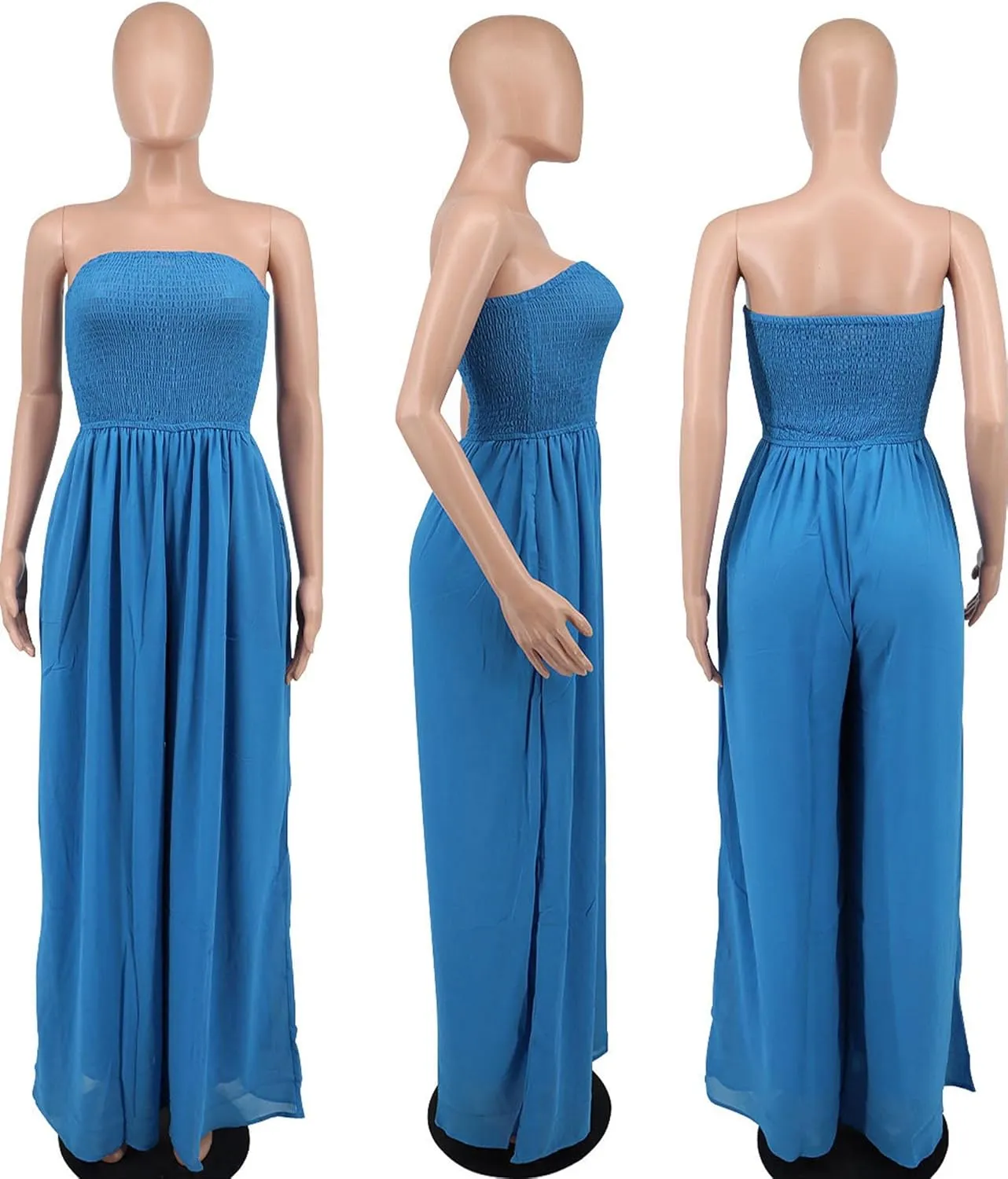 Sexyshine Women's Sexy Off Shoulder Tube Top Rompers High Waist Long Wide Leg Pants Jumpsuits