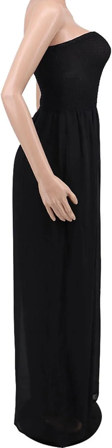 Sexyshine Women's Sexy Off Shoulder Tube Top Rompers High Waist Long Wide Leg Pants Jumpsuits