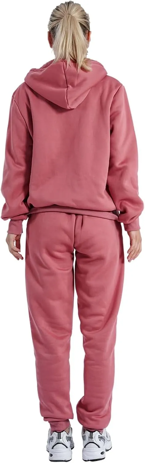 Sherpa Zipper Womens Sweatsuits Active Jogging Fleece 2 Pieces Hoodie and Pants Winter Outfit Sets