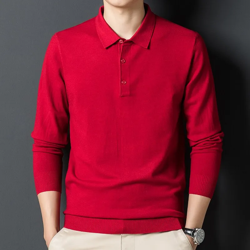 Solid Color Lapel Wool Sweater