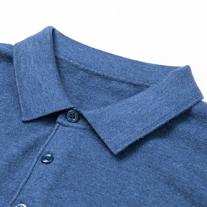 Solid Color Lapel Wool Sweater