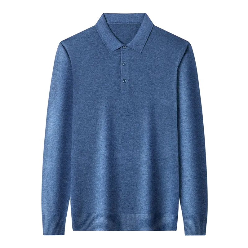 Solid Color Lapel Wool Sweater