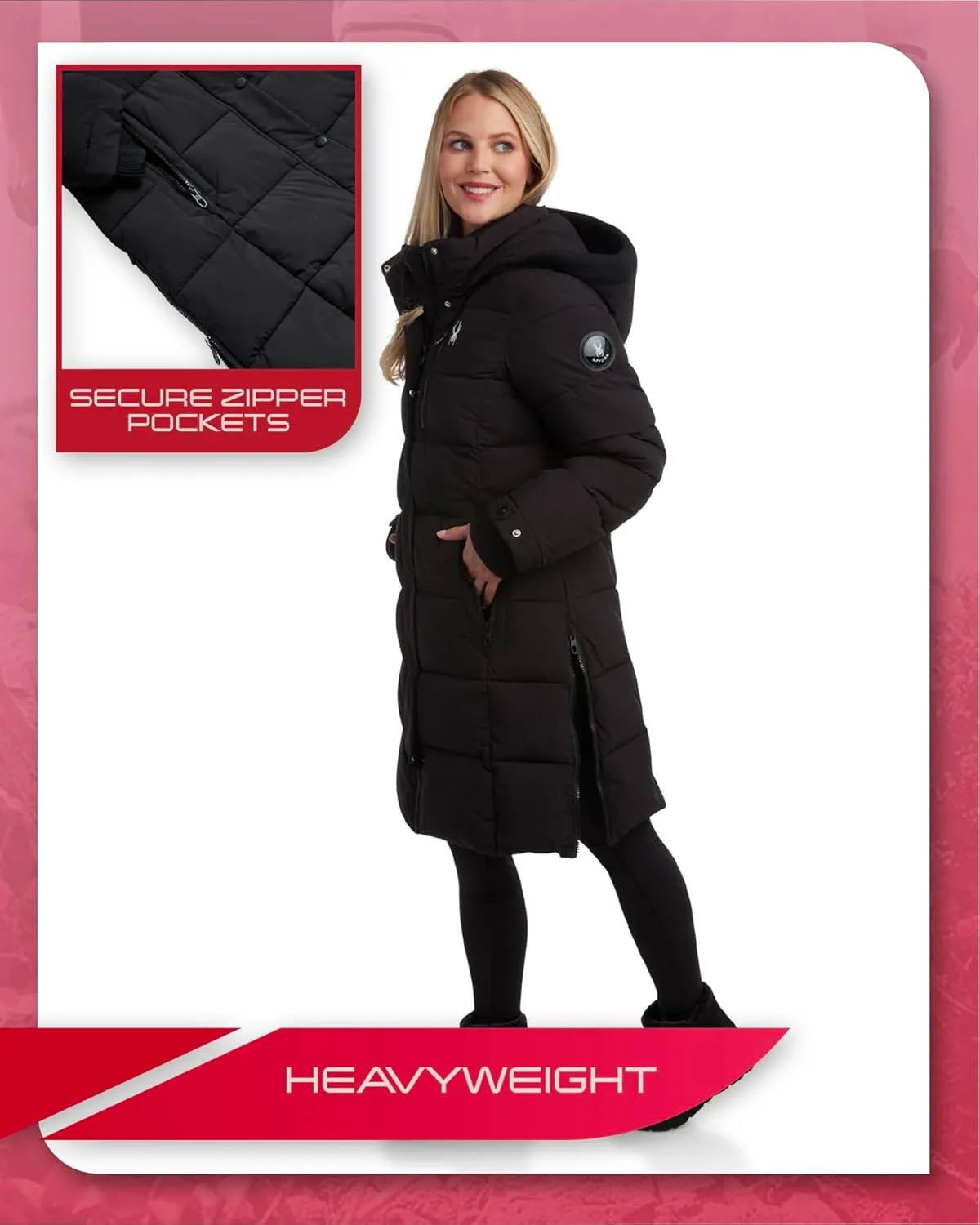 Spyder Women's Long Puffer Jacket - Insulated Full Length Windbreaker Long Down Coat Parka Jacket for Ladies (Sizes: S-XL)