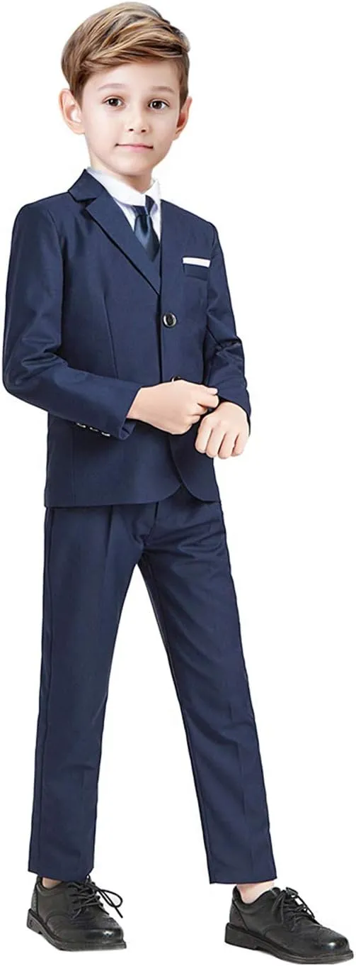 Suit for Boy Formal Slim Fit Tuxedo 5 Pieces Kids Toddler Wedding Outfit Blazer Pants Vest Set Boys Suits