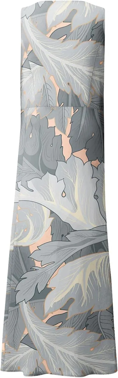 Sundresses for Women Floral Printed Sleeveless Sundresses Pockets a Line Maxi Dresses Casual Loose Long Dresses