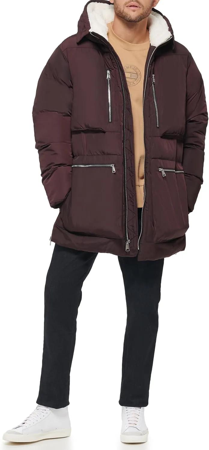 Tommy Hilfiger Men's Heavyweight Quilted Sherpa Hooded Parka