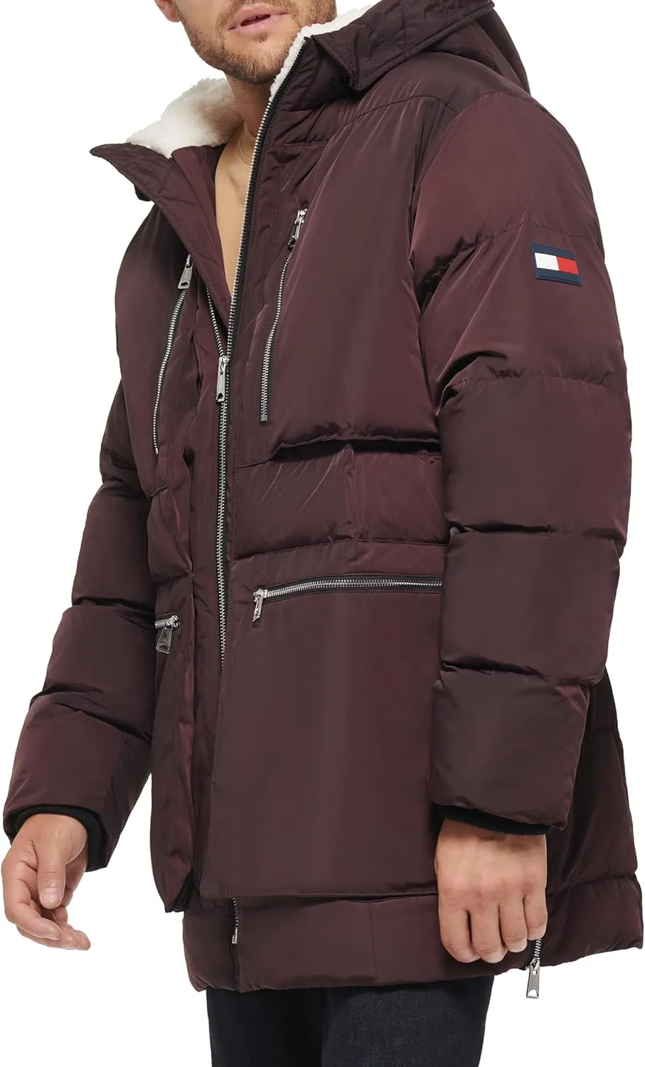 Tommy Hilfiger Men's Heavyweight Quilted Sherpa Hooded Parka