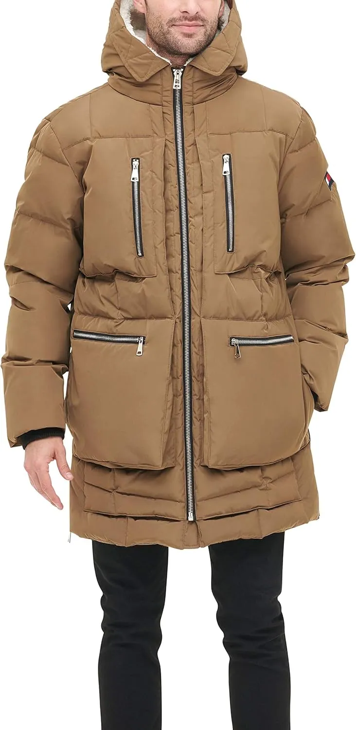 Tommy Hilfiger Men's Heavyweight Quilted Sherpa Hooded Parka