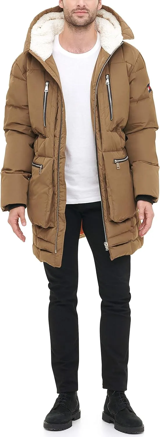 Tommy Hilfiger Men's Heavyweight Quilted Sherpa Hooded Parka
