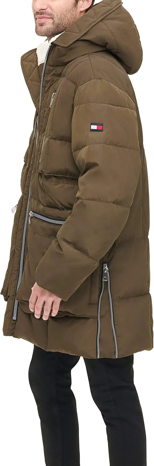 Tommy Hilfiger Men's Heavyweight Quilted Sherpa Hooded Parka
