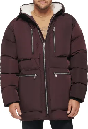 Tommy Hilfiger Men's Heavyweight Quilted Sherpa Hooded Parka