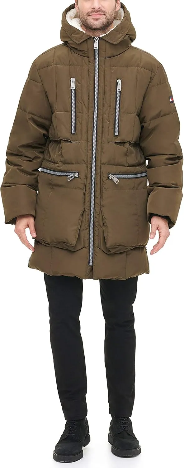 Tommy Hilfiger Men's Heavyweight Quilted Sherpa Hooded Parka