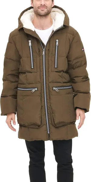 Tommy Hilfiger Men's Heavyweight Quilted Sherpa Hooded Parka