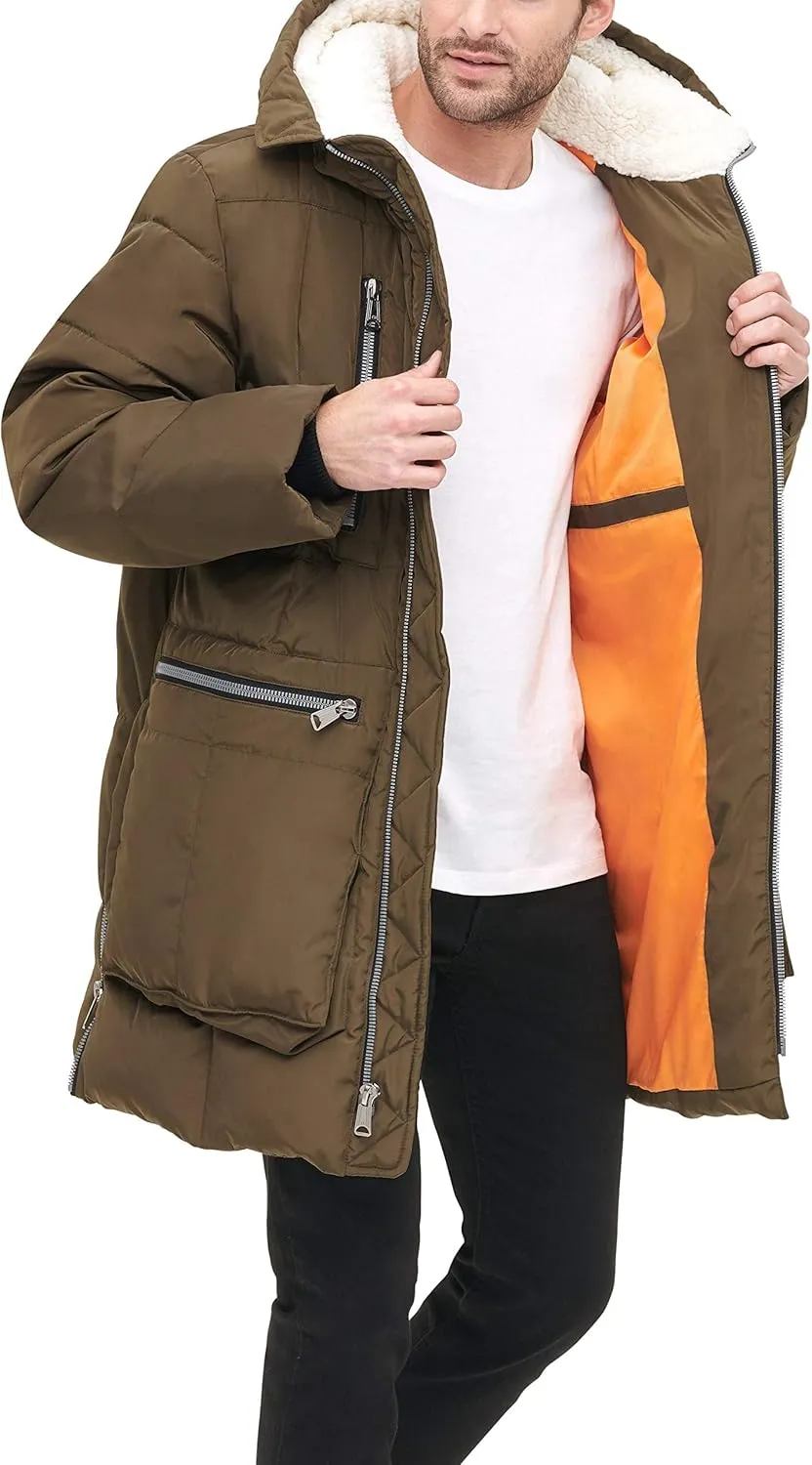 Tommy Hilfiger Men's Heavyweight Quilted Sherpa Hooded Parka