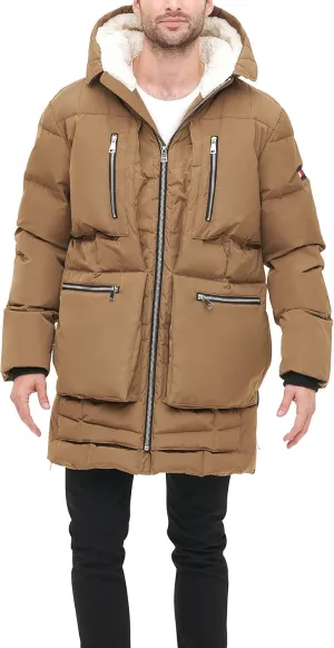 Tommy Hilfiger Men's Heavyweight Quilted Sherpa Hooded Parka