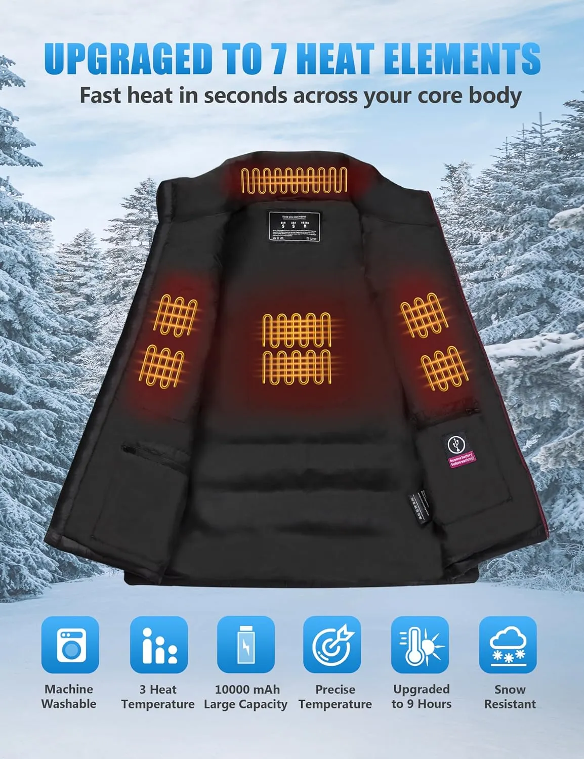 Updated Lightweight Heated Vest for Women - Rechargeable Womens Heated Vest with 16000mAh Large Capacity Battery Pack