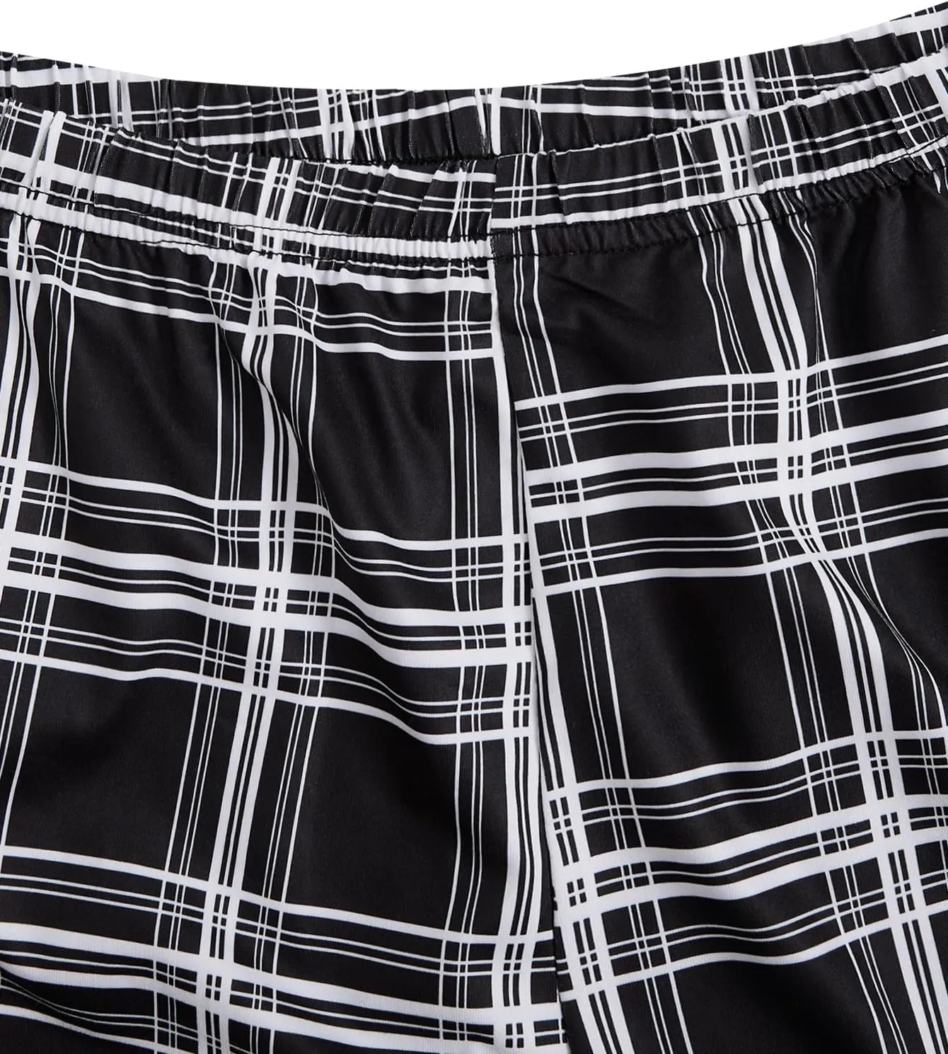 Verdusa Women's 3 Piece Plaid Print Pajama Sets Tee Top and Shorts Pants Pj Set