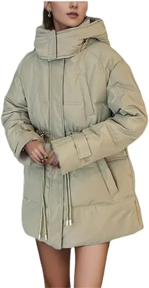 Winter Down Jacket Women Zipper Loose Thicken Coat Women Hooded Parkas Warm Female Puffer Cotton Padded Clothes White