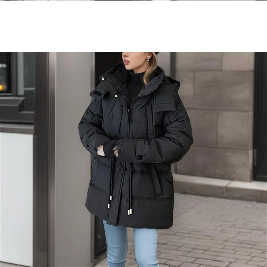 Winter Down Jacket Women Zipper Loose Thicken Coat Women Hooded Parkas Warm Female Puffer Cotton Padded Clothes White
