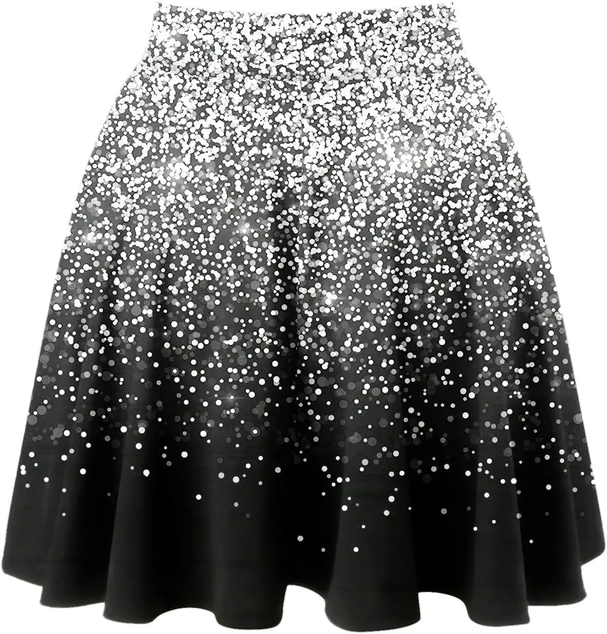 Womens A Line Midi Skirt High Elastic Waist Sequin Skirts Pleated Ruffle Hem Mini Vintage Elegant Casual Skirts