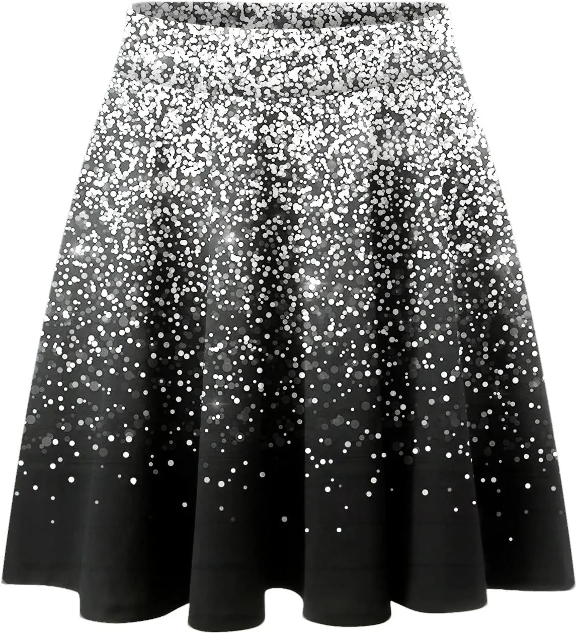 Womens A Line Midi Skirt High Elastic Waist Sequin Skirts Pleated Ruffle Hem Mini Vintage Elegant Casual Skirts