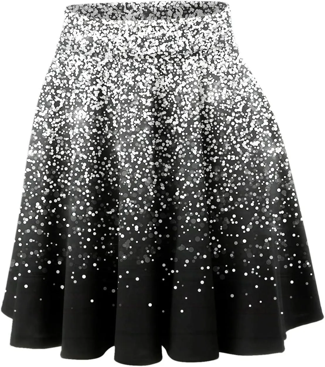 Womens A Line Midi Skirt High Elastic Waist Sequin Skirts Pleated Ruffle Hem Mini Vintage Elegant Casual Skirts