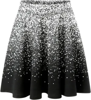 Womens A Line Midi Skirt High Elastic Waist Sequin Skirts Pleated Ruffle Hem Mini Vintage Elegant Casual Skirts