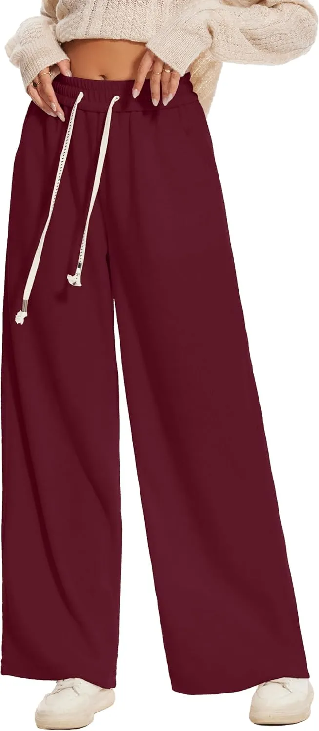 Women's Corduroy Loose Mid Rise Pant Casual Fall Straight Leg Elastic Waist Pants with Pockets