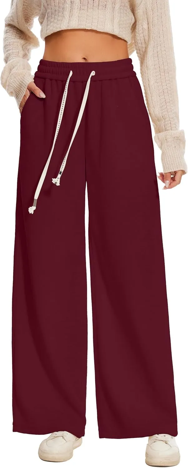 Women's Corduroy Loose Mid Rise Pant Casual Fall Straight Leg Elastic Waist Pants with Pockets