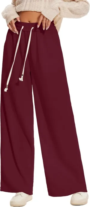 Women's Corduroy Loose Mid Rise Pant Casual Fall Straight Leg Elastic Waist Pants with Pockets