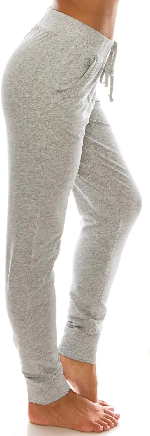 Womens Cotton Blend Jogger Sweatpants with Pockets Lounge Wear Tapered Active Yoga Casual Travel Pants