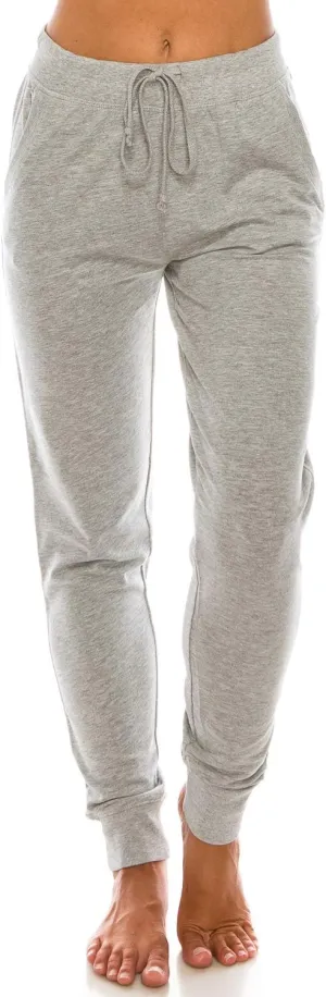 Womens Cotton Blend Jogger Sweatpants with Pockets Lounge Wear Tapered Active Yoga Casual Travel Pants