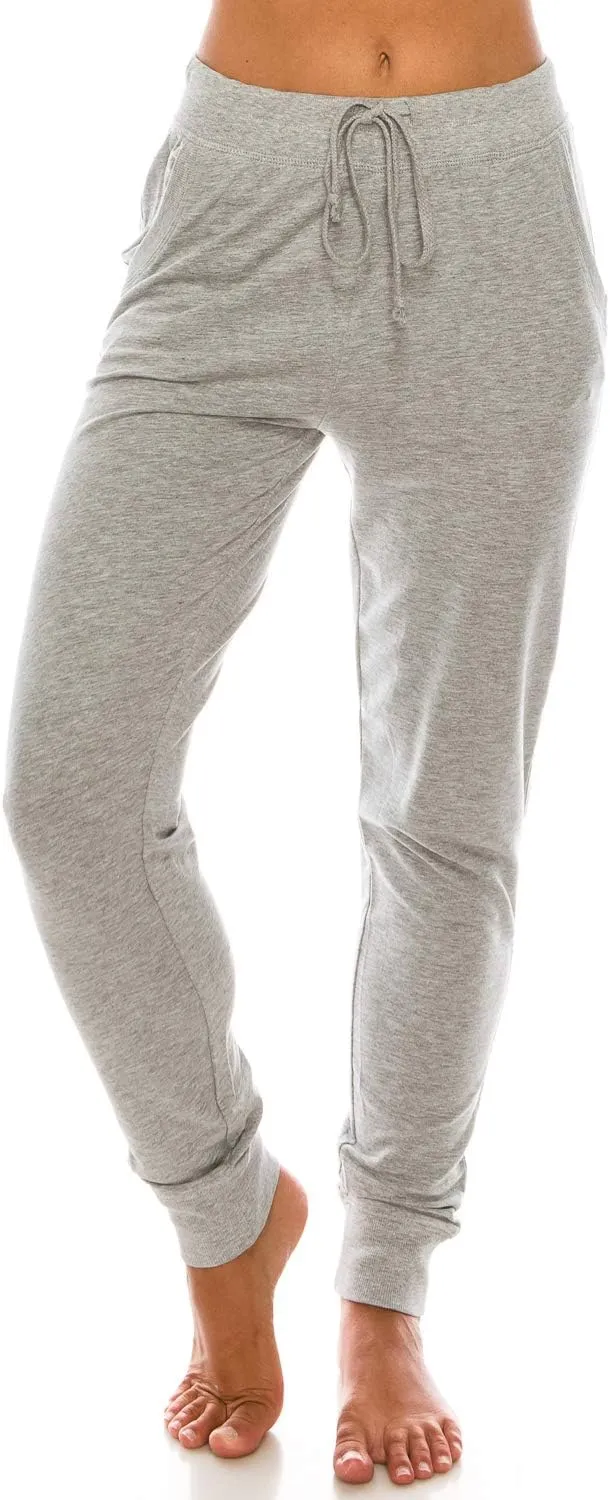 Womens Cotton Blend Jogger Sweatpants with Pockets Lounge Wear Tapered Active Yoga Casual Travel Pants
