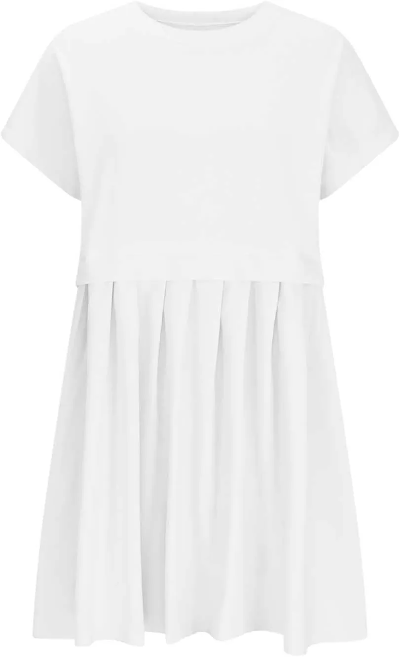 Womens Cute Splicing Sweatshirt Dress Summer Ruffle A Line Babydoll Dress Short Sleeve Athletic Tennis Mini Dresses