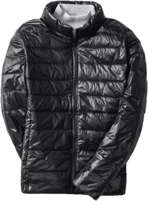 Women's Down Jacket Lightweight Duck Down Quilted Jacket Stand Collar